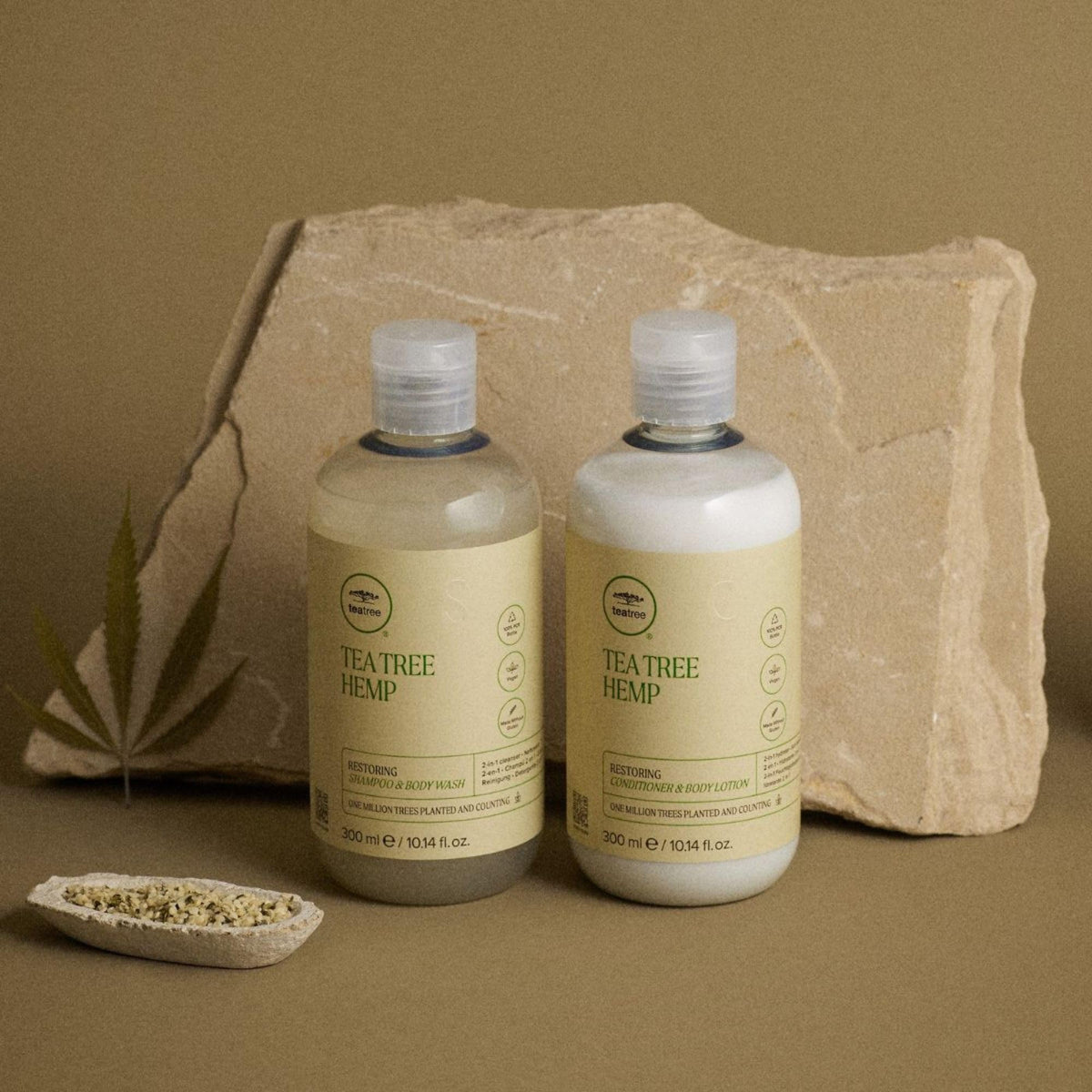 Tea Tree application on hair and body showing hydrating cleanse