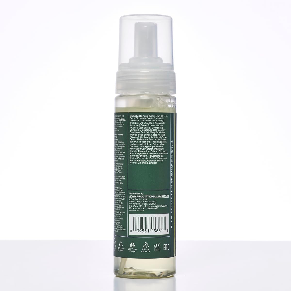 Tea Tree aerosol dispensing mousse into palm illustrating easy application and controlled amount