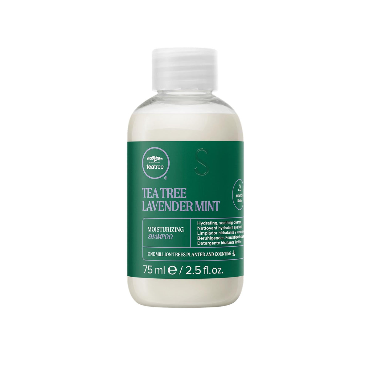 Tea Tree front bottle showing label and 2.5 fl oz size for travel convenience