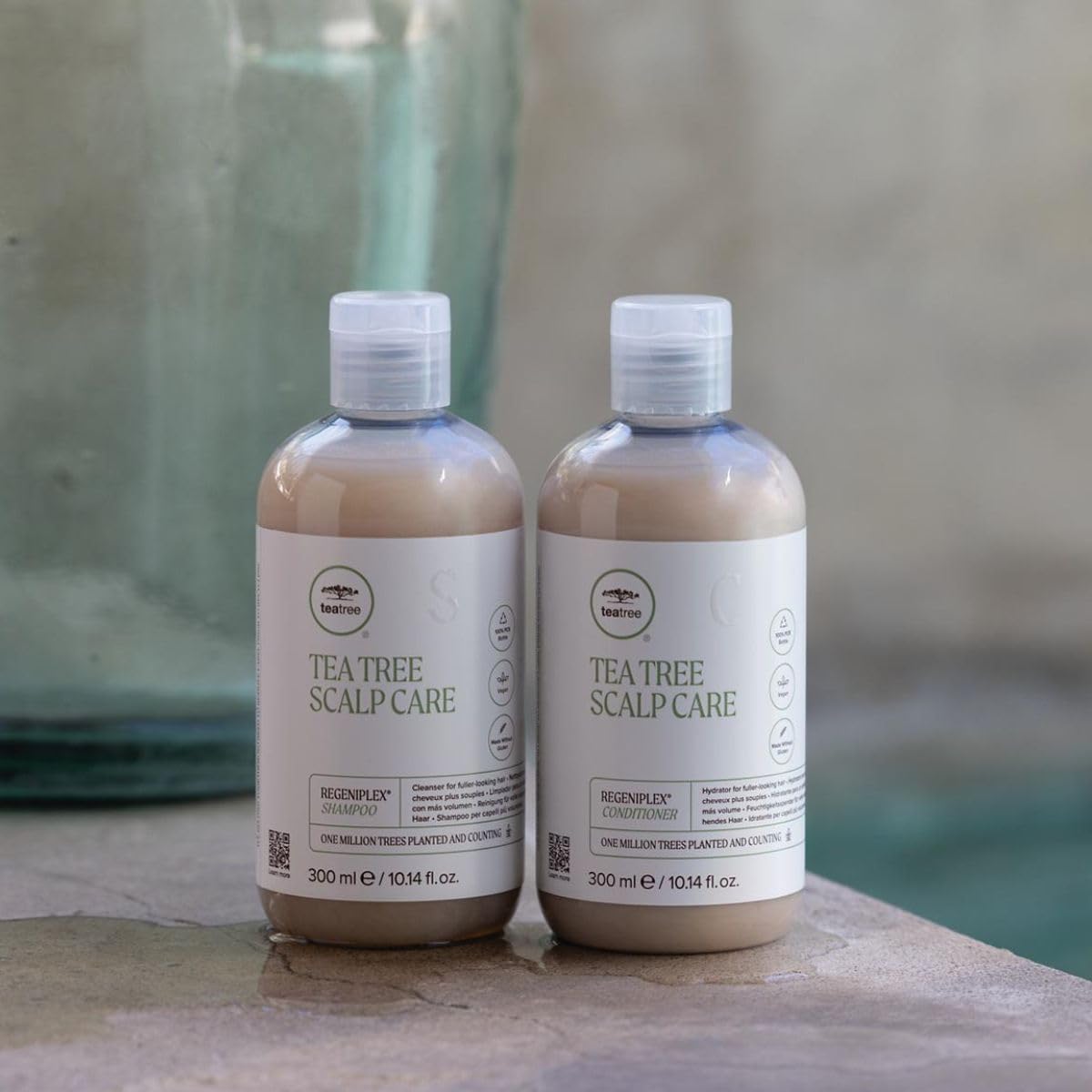 Tea Tree product with Kakadu plum and pea visuals emphasizing natural peptide support