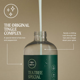 Close-up foam texture of Tea Tree shampoo demonstrating gentle lather