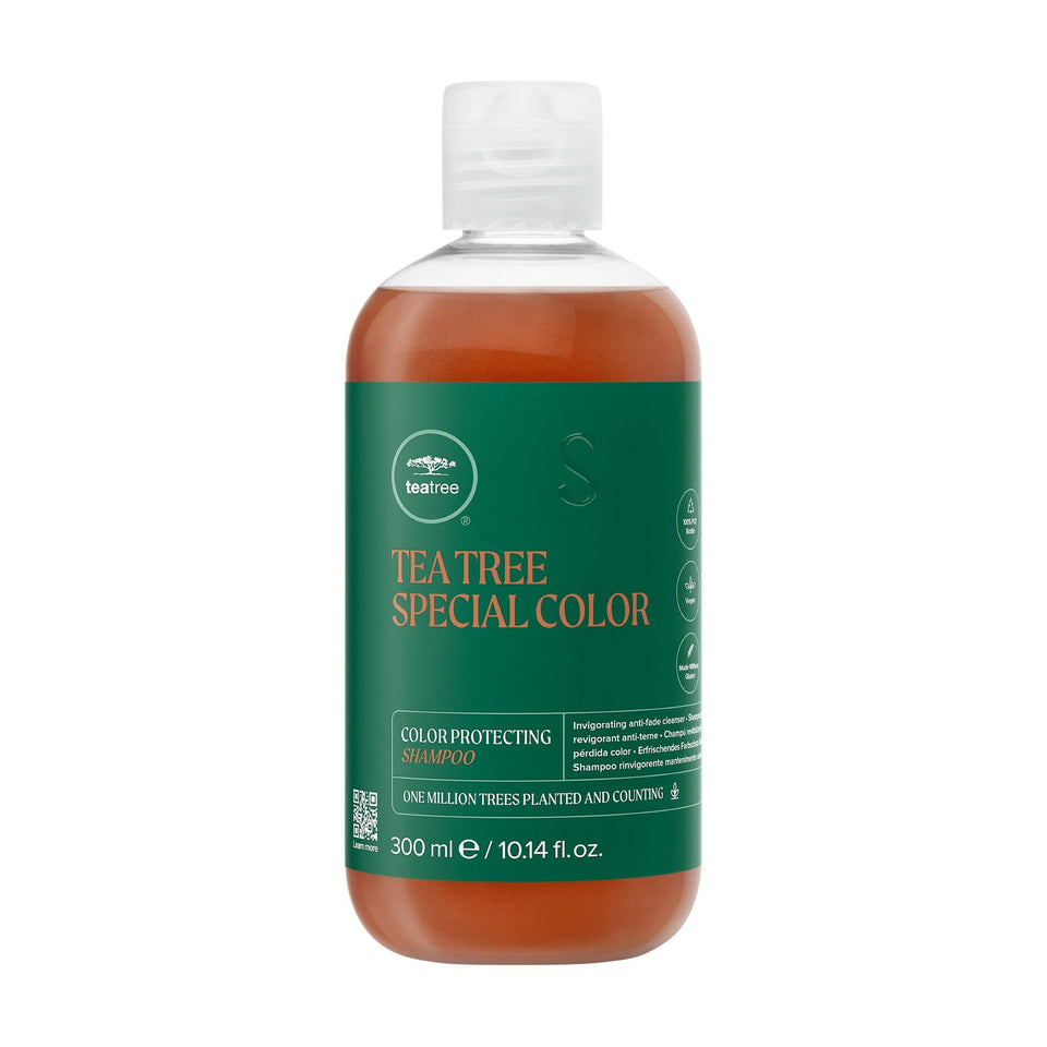 Tea Tree front bottle showing product and measurement, highlighting brand freshness
