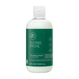 Tea Tree front packaging showing bottle and brand, promotes salon-quality conditioning