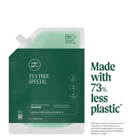Tea Tree liter refill pouch packaging highlighting reduced waste