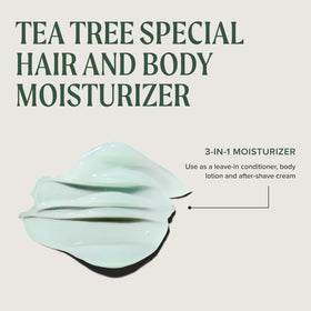 Tea Tree moisturizer texture close-up highlighting lightweight, fast-absorbing feel