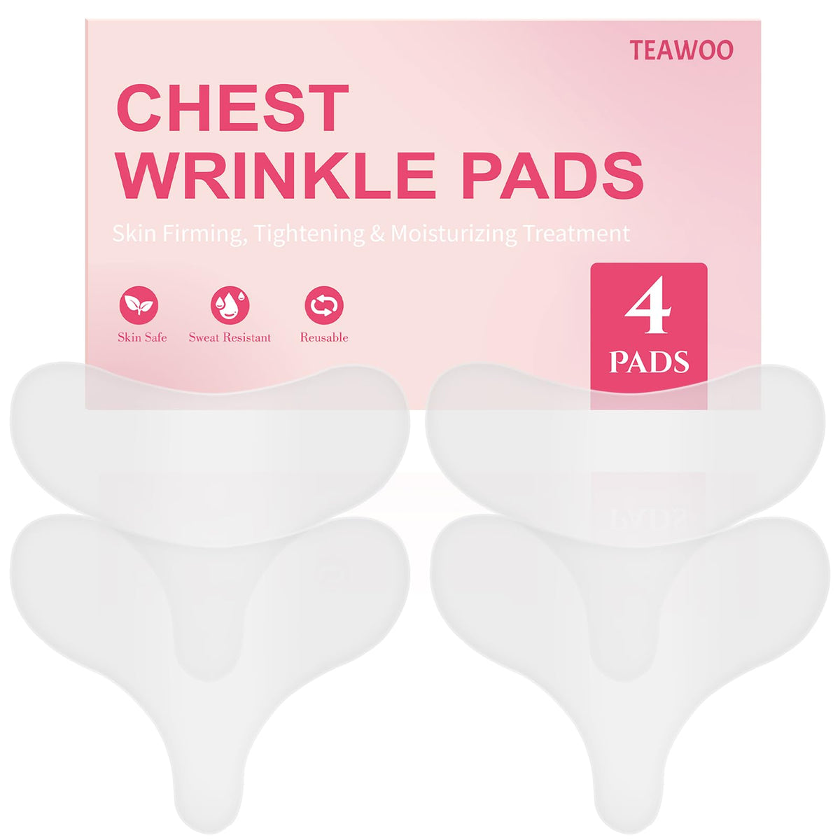 TEAWOO front packaging showing four chest pads and branding for easy identification