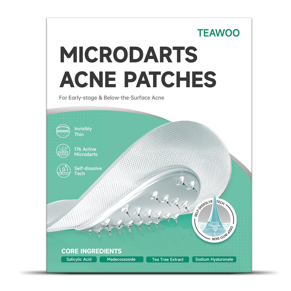 TEAWOO front packaging showing 36 microdart patches and benefits