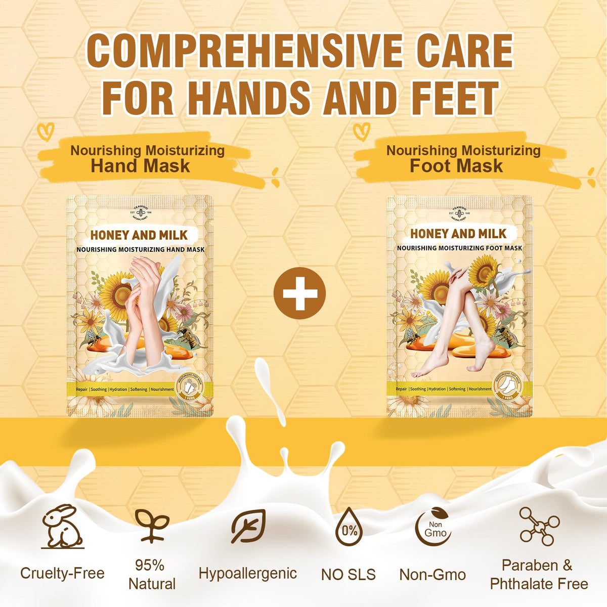TEAWOO glove and sock pairs arranged to display individual sealed packets, convenient treatment