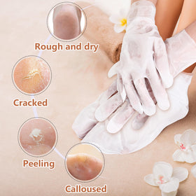 TEAWOO hand mask worn during self-care routine providing soft skin