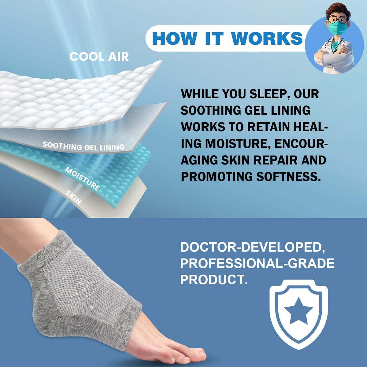 TEAWOO nighttime lifestyle bedshot, supports overnight heel repair