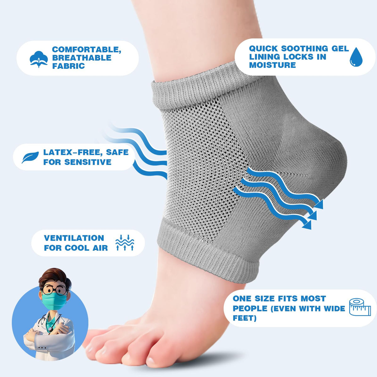 TEAWOO scale comparison showing sock dimensions and fit benefit