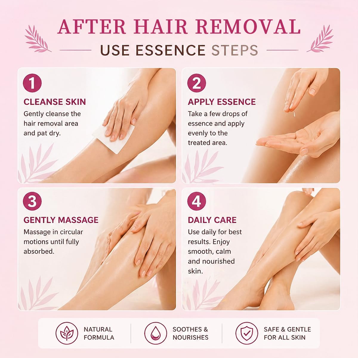 tebazoew Renovia applied on leg illustrating smoother post-hair-removal skin