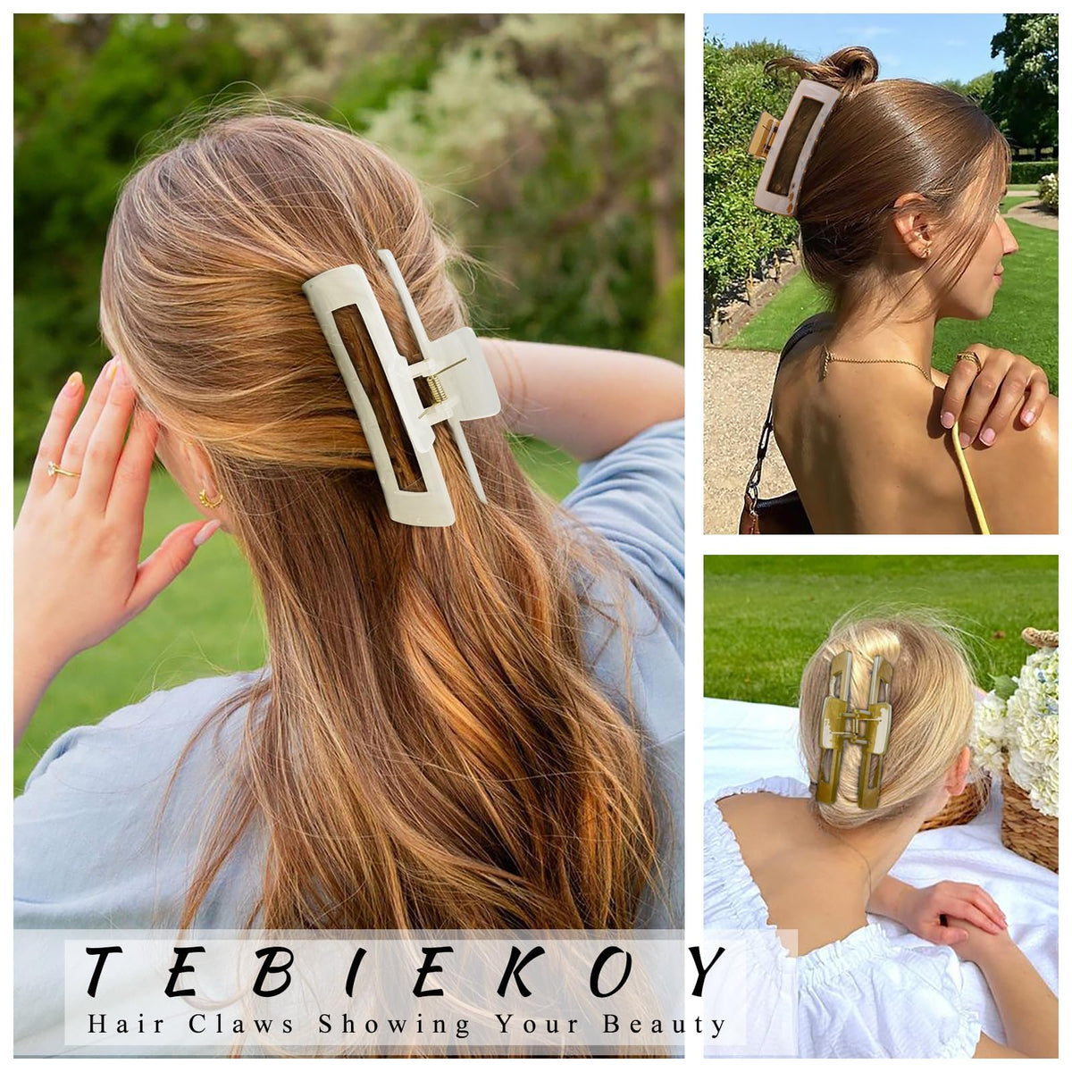 TEBIEKOY set of four neutral clips laid out showing mix-and-match convenience