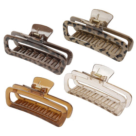 TEBIEKOY front view of leopard and neutral clips showing style variety and secure hold