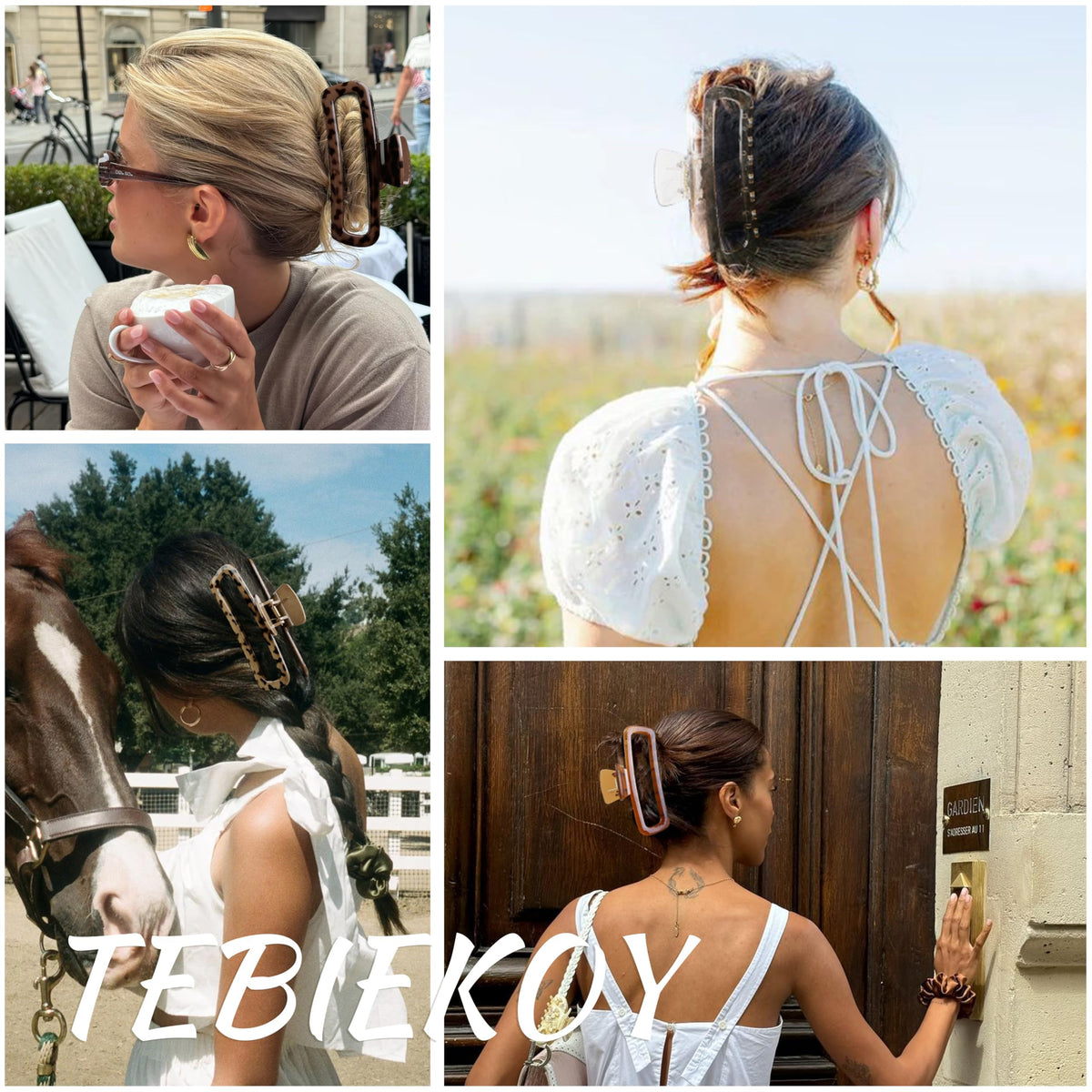 TEBIEKOY clip holding a thick bun demonstrating strong support and no tugging