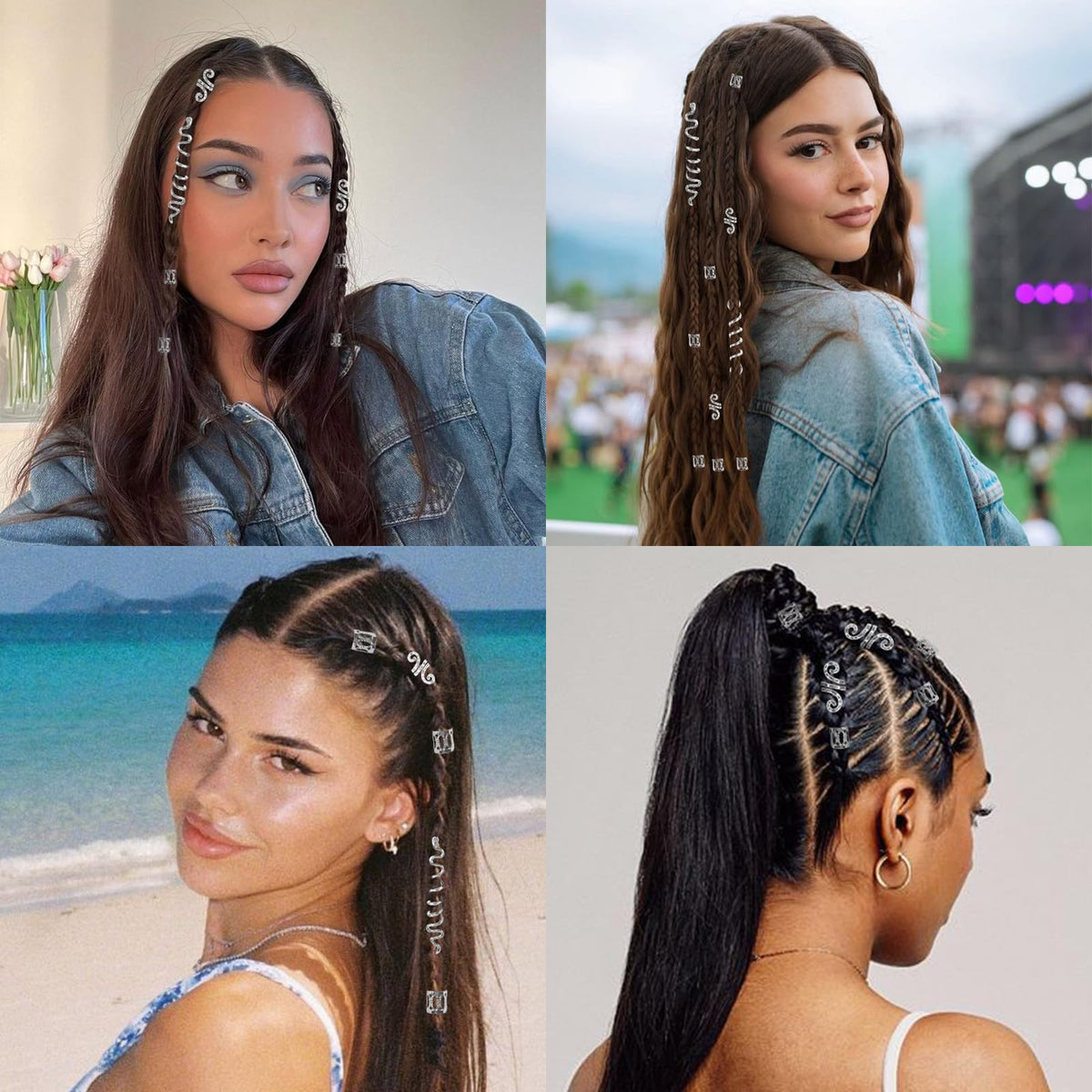 TEBIEKOY styled festival hair in outdoor setting showing wearable sparkle and photo-ready benefit