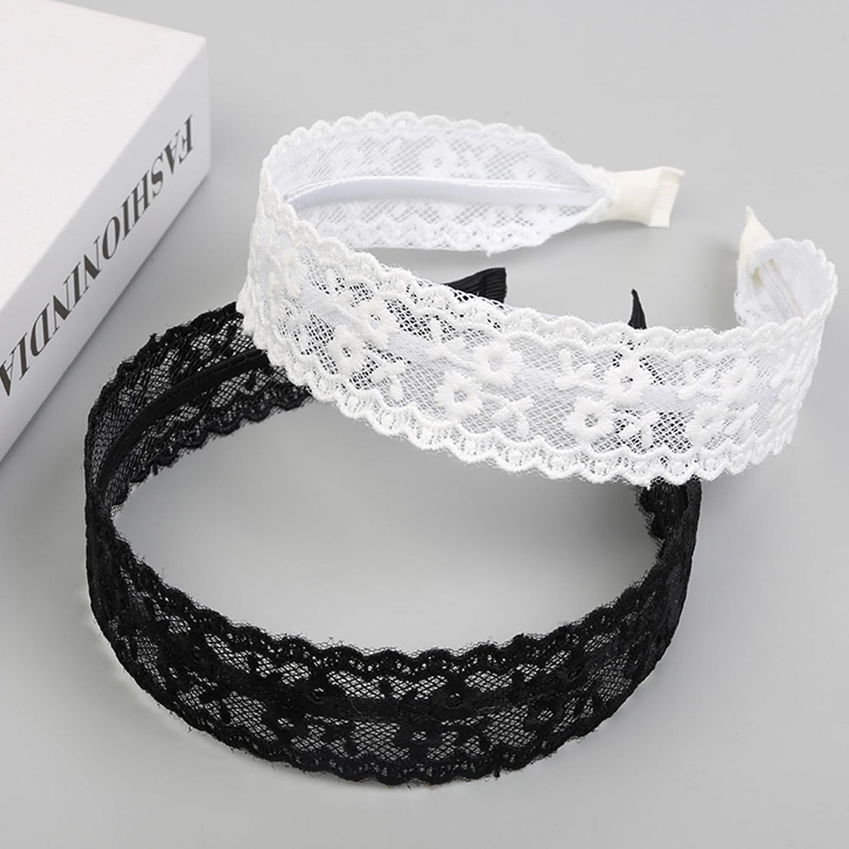 TEBIEKOY lace texture and ribbon-finished ends showing smooth edges and no-ear-irritation benefit