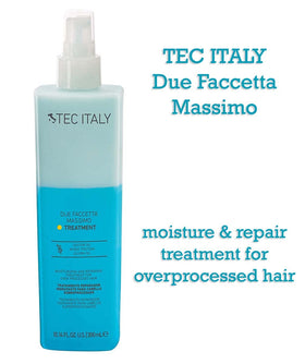Tec Italy mist applied on damp hair demonstrating detangling and shine