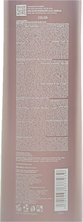 Tec Italy Lumina purple shampoo texture close-up showing creamy toning formula benefits