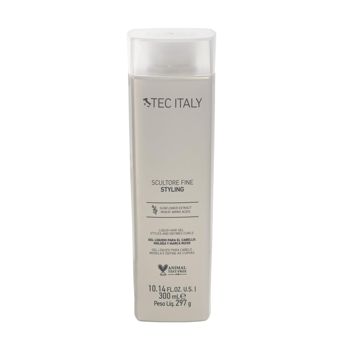 Tec Italy bottle front view showing label and 300 ml size, defines curls