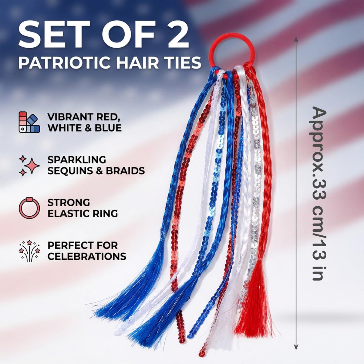 Tedercle close-up of tassel texture highlighting vibrant red white blue colors and detail
