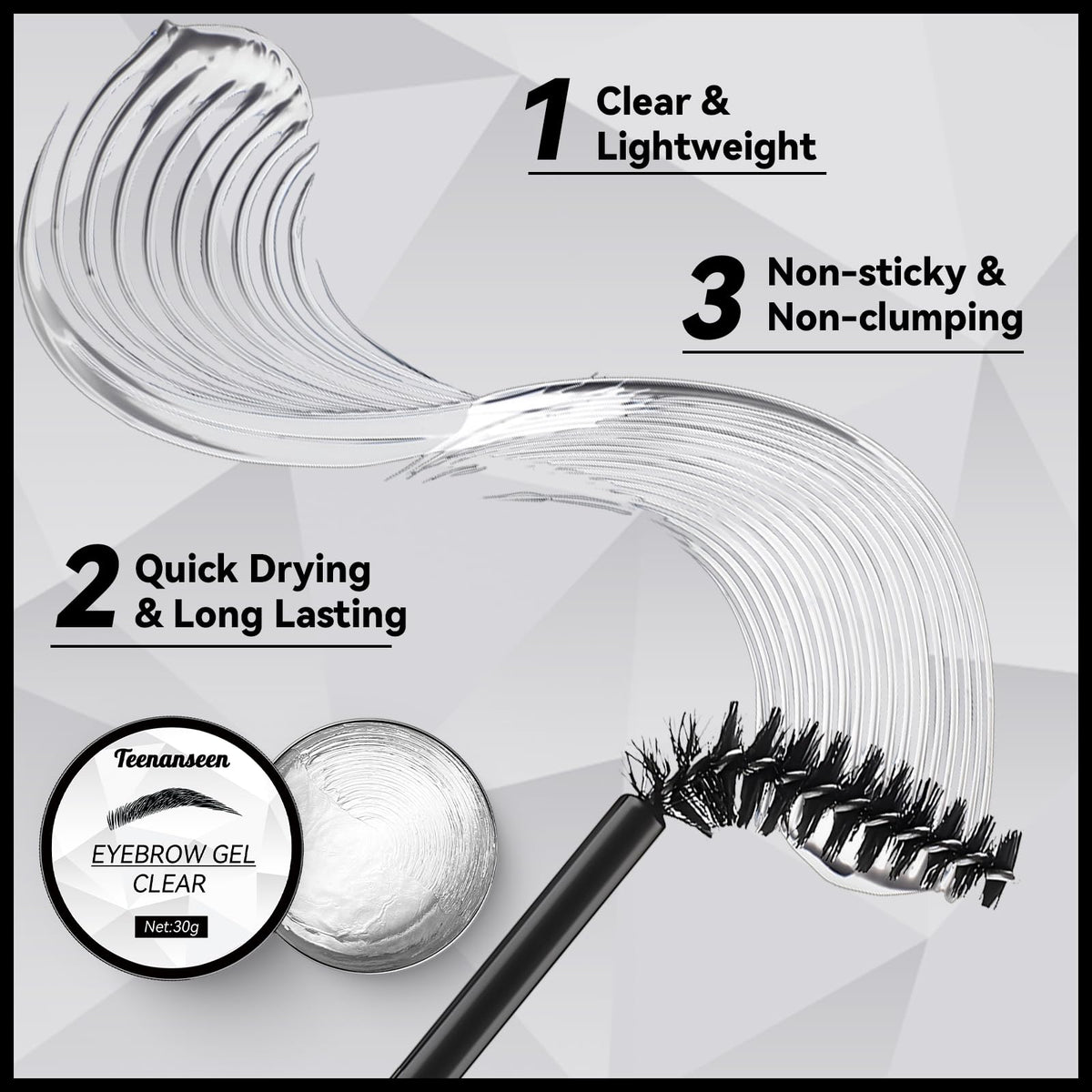 Teenanseen gel texture close-up highlighting smooth lightweight hold