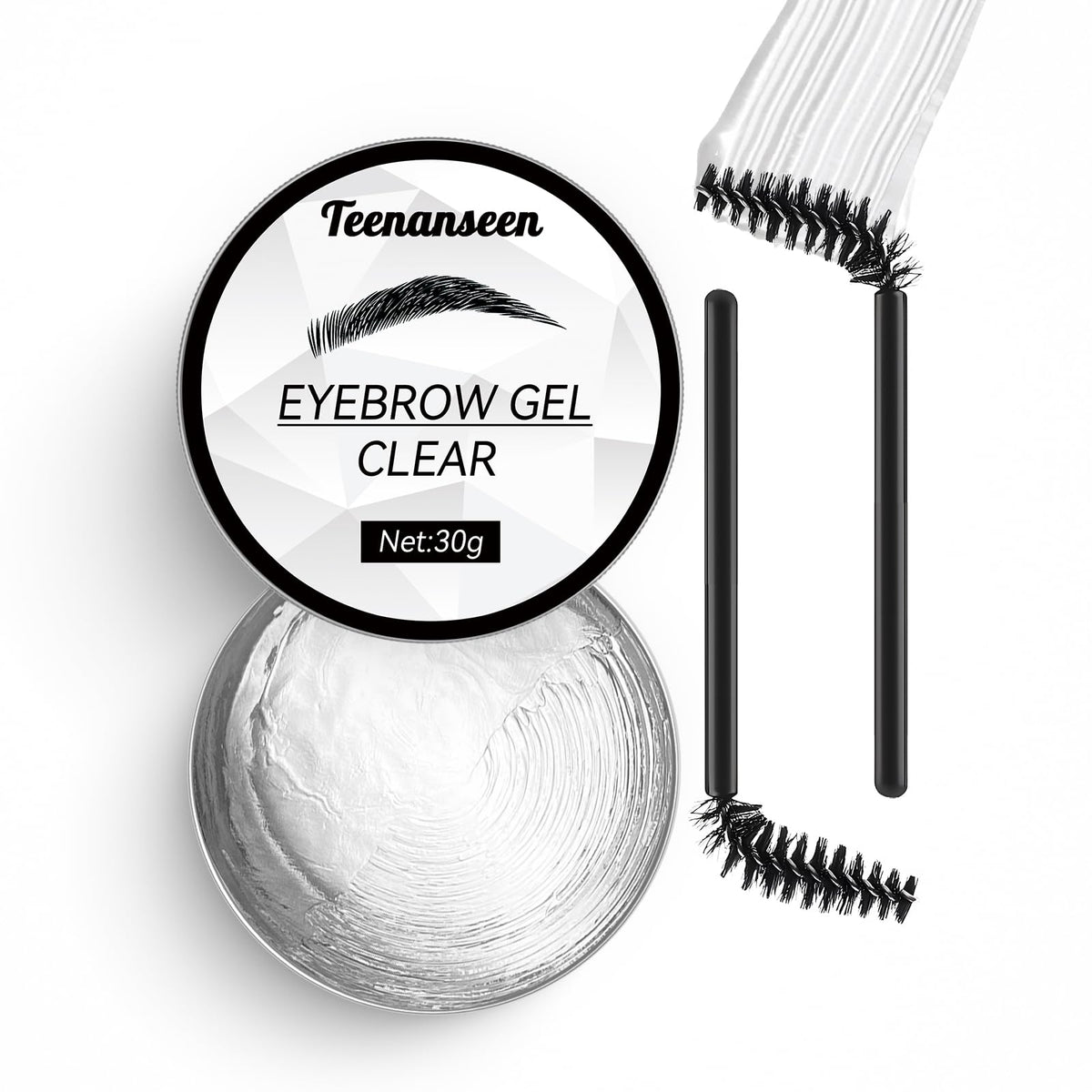 Teenanseen front packaging showing clear brow gel and benefits