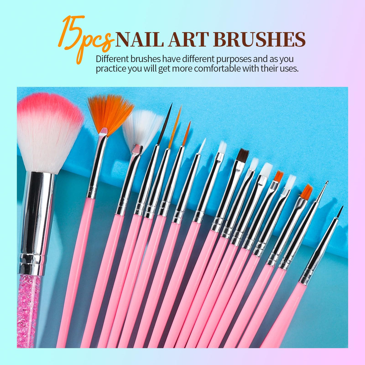 Teenitor brush tips close-up highlighting varied shapes for precise nail designs