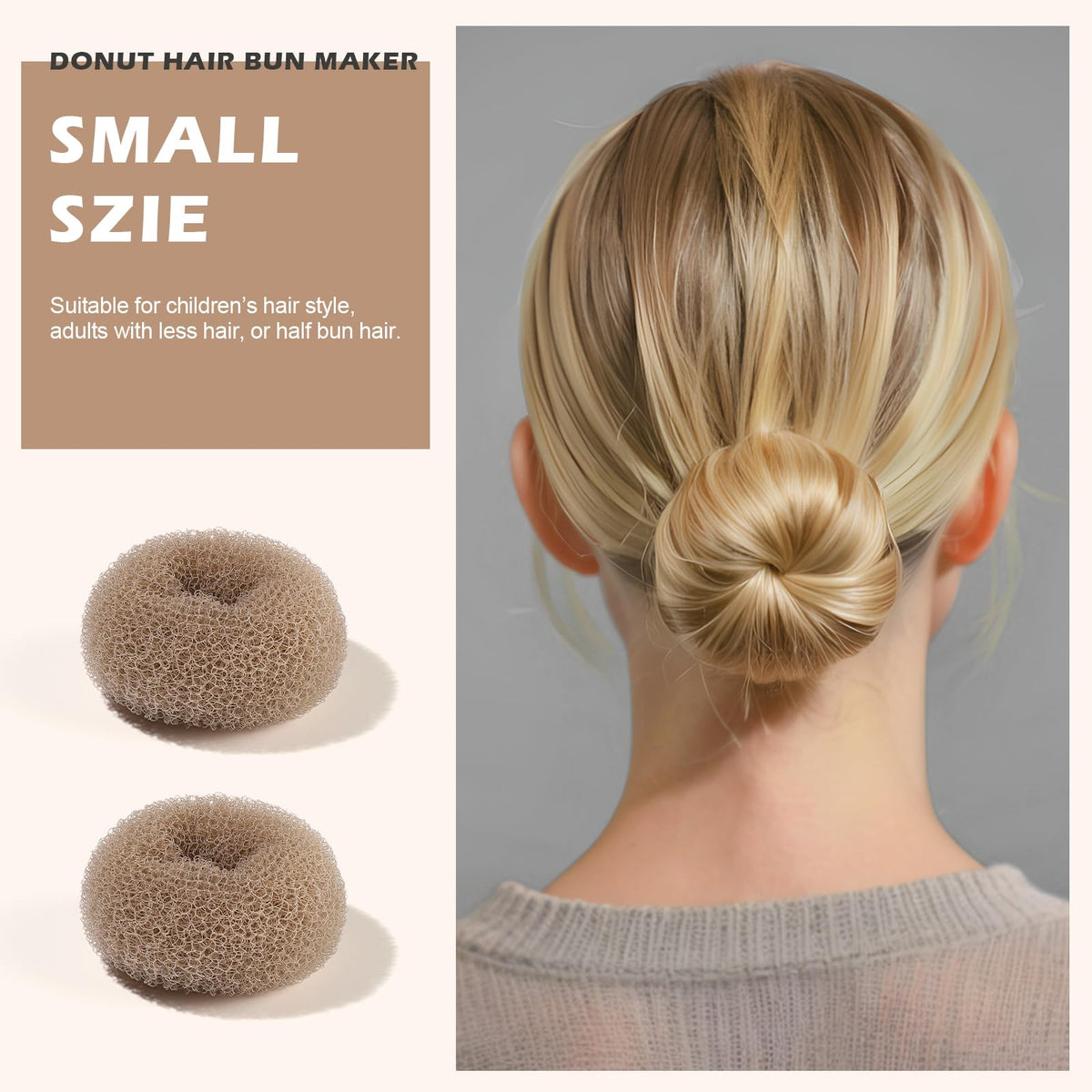 Teenitor finished bun with large donut showing voluminous professional result