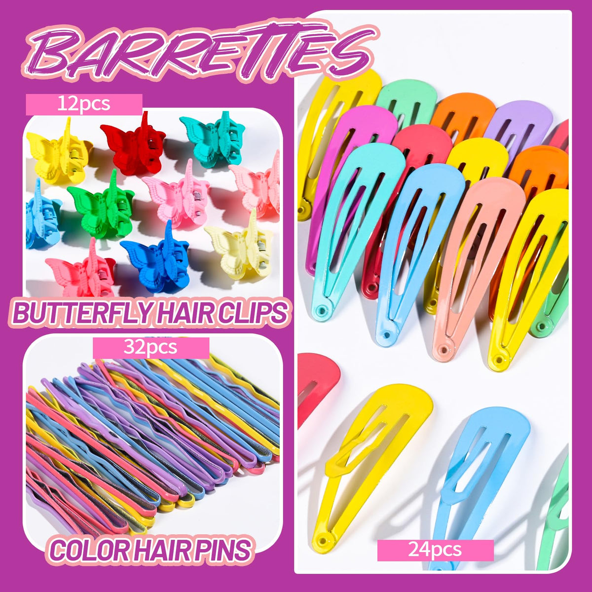 Teenitor butterfly clips and barrettes display adding playful accents to hairstyles