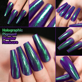 Teenitor close-up of holographic metallic finish showcasing mirror-like shine
