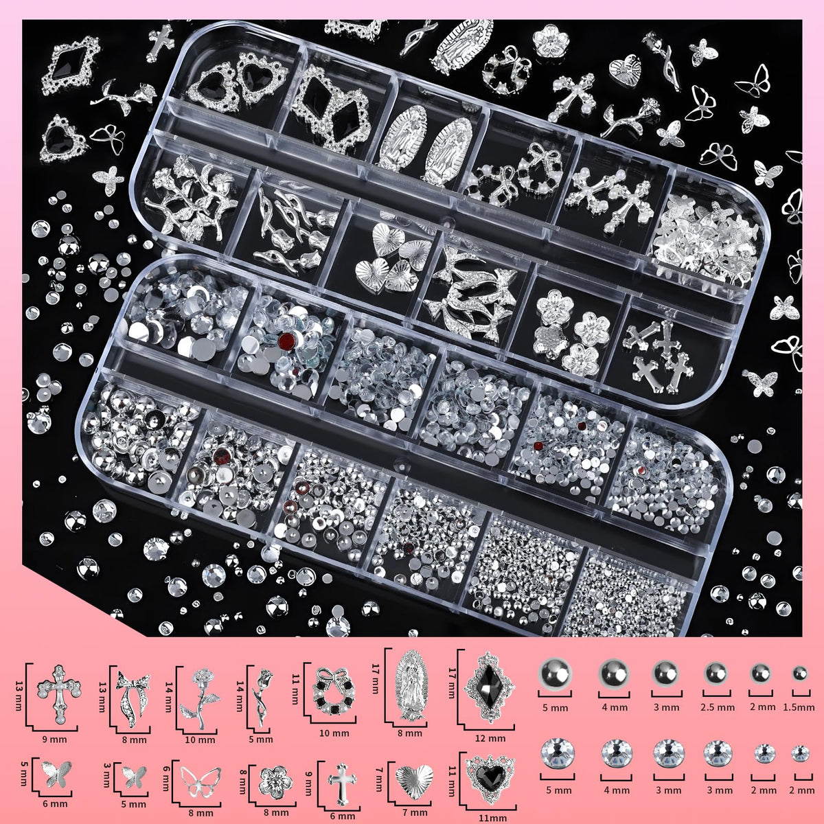 Teenitor close-up of 3D silver charms showing intricate detail and luxury