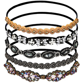 Teenitor front view of five headbands showing styles and benefits