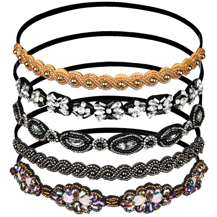 Teenitor front view of five headbands showing styles and benefits