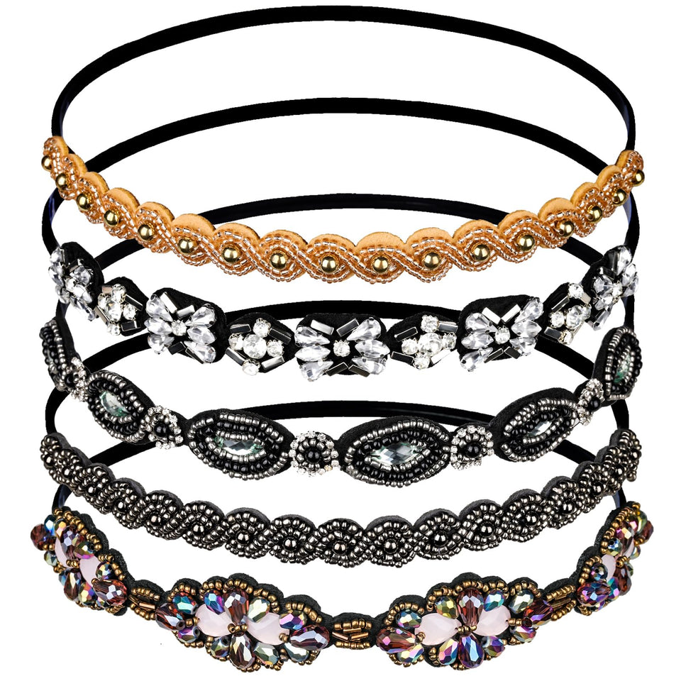 Teenitor front view of five headbands showing styles and benefits