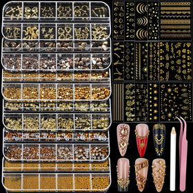 Teenitor front packaging showing all gold nail charms for easy selection