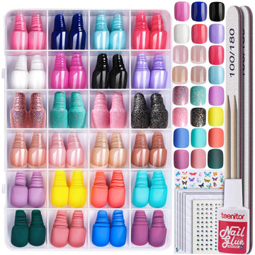 Teenitor front packaging showing full 576-piece kit and accessories for complete at-home manicure