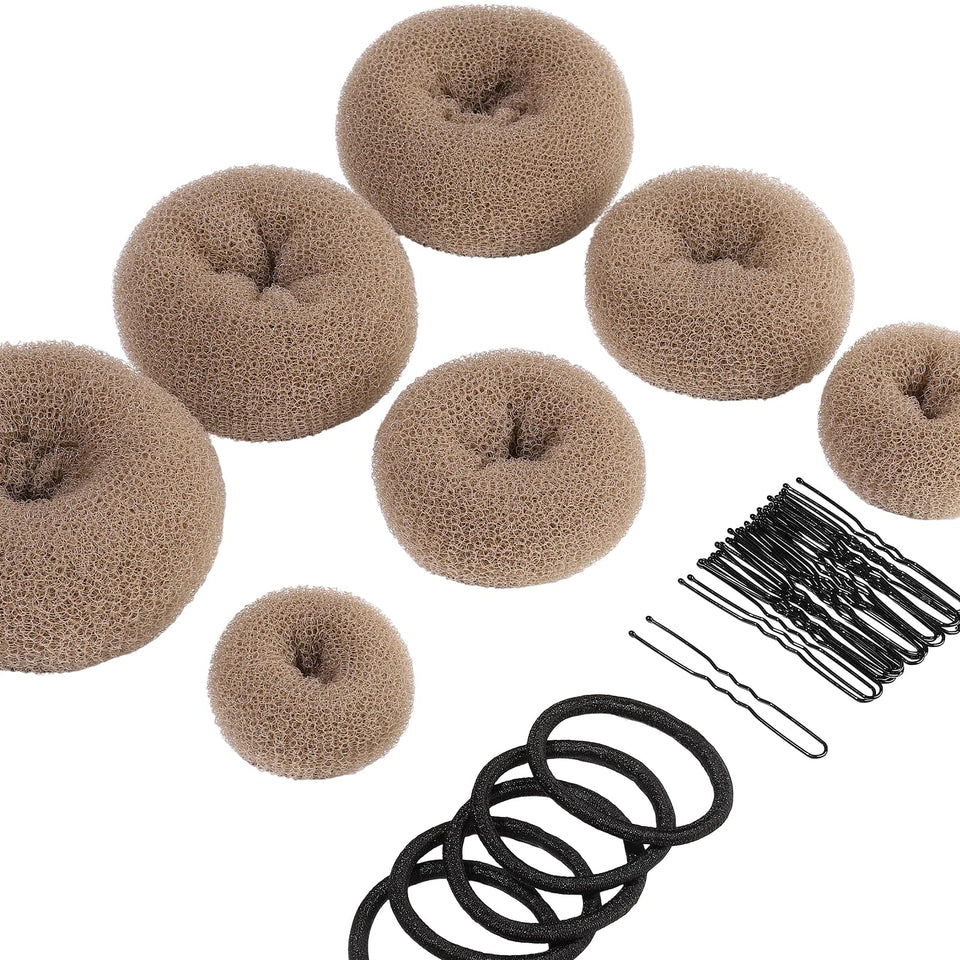 Teenitor front packaging showing tan bun makers and accessories for easy styling