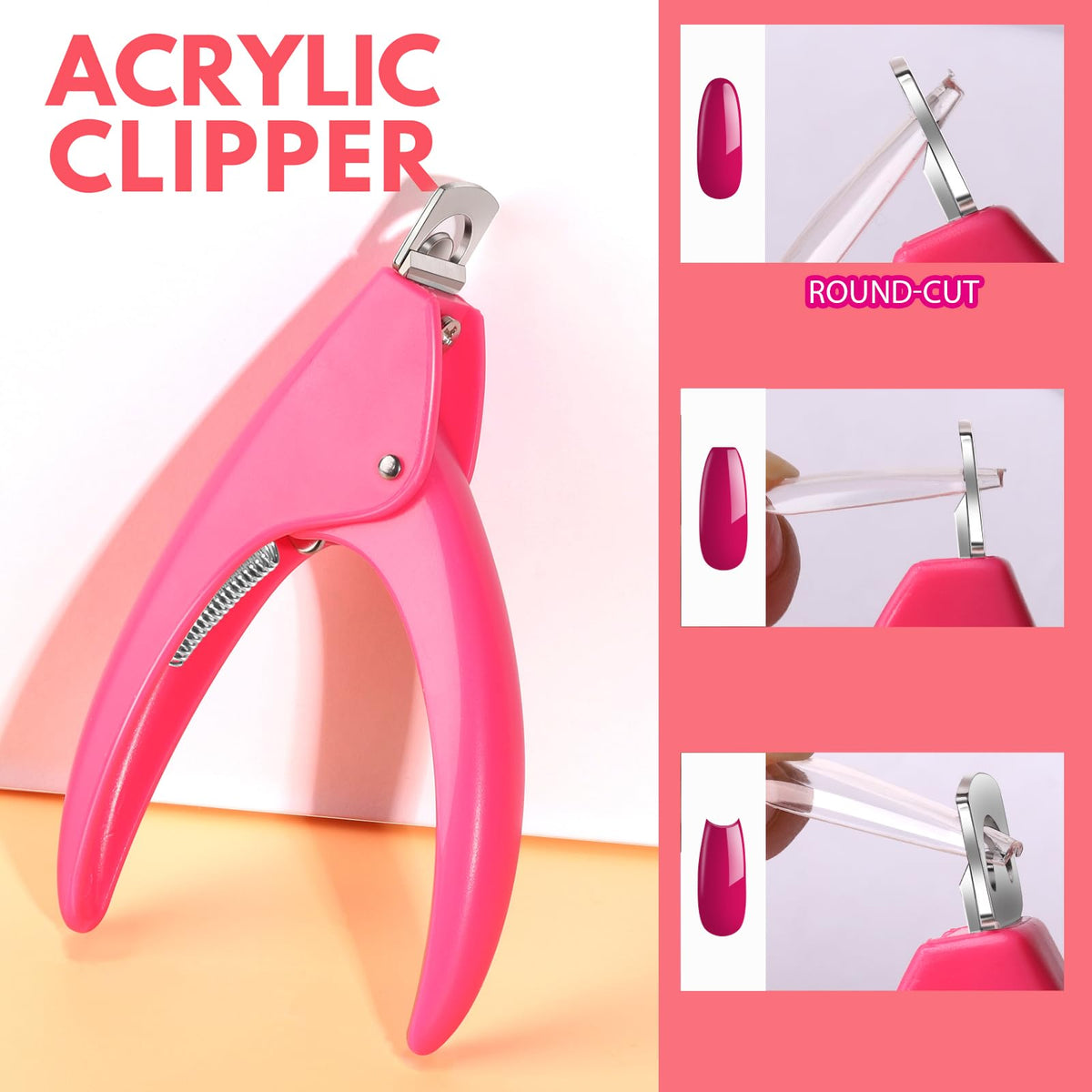 Teenitor full assortment of clear coffin tips laid out with glue, clipper, files and buffer for ready use