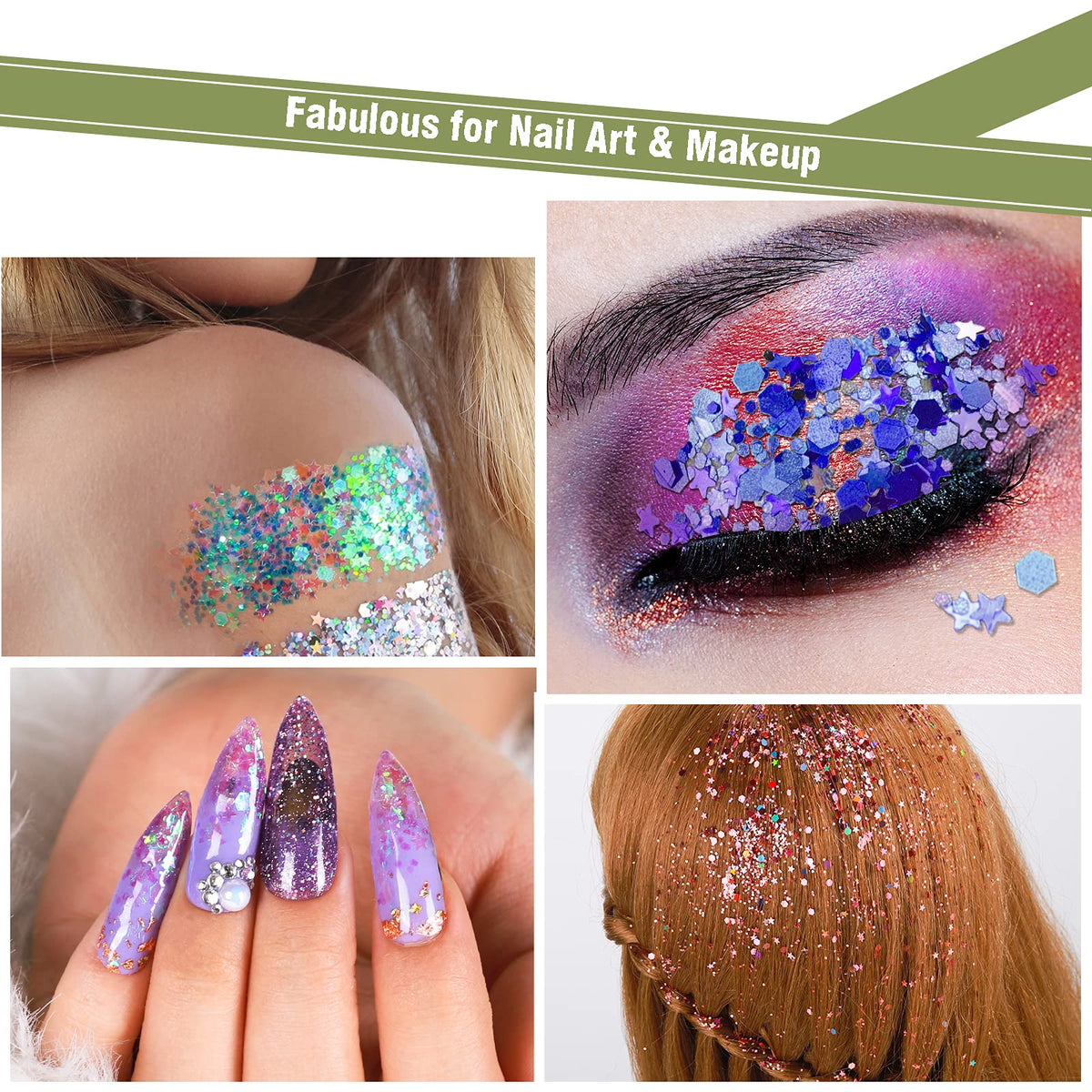 Teenitor glitter accents in hair braid adding reflective shine for photos and events