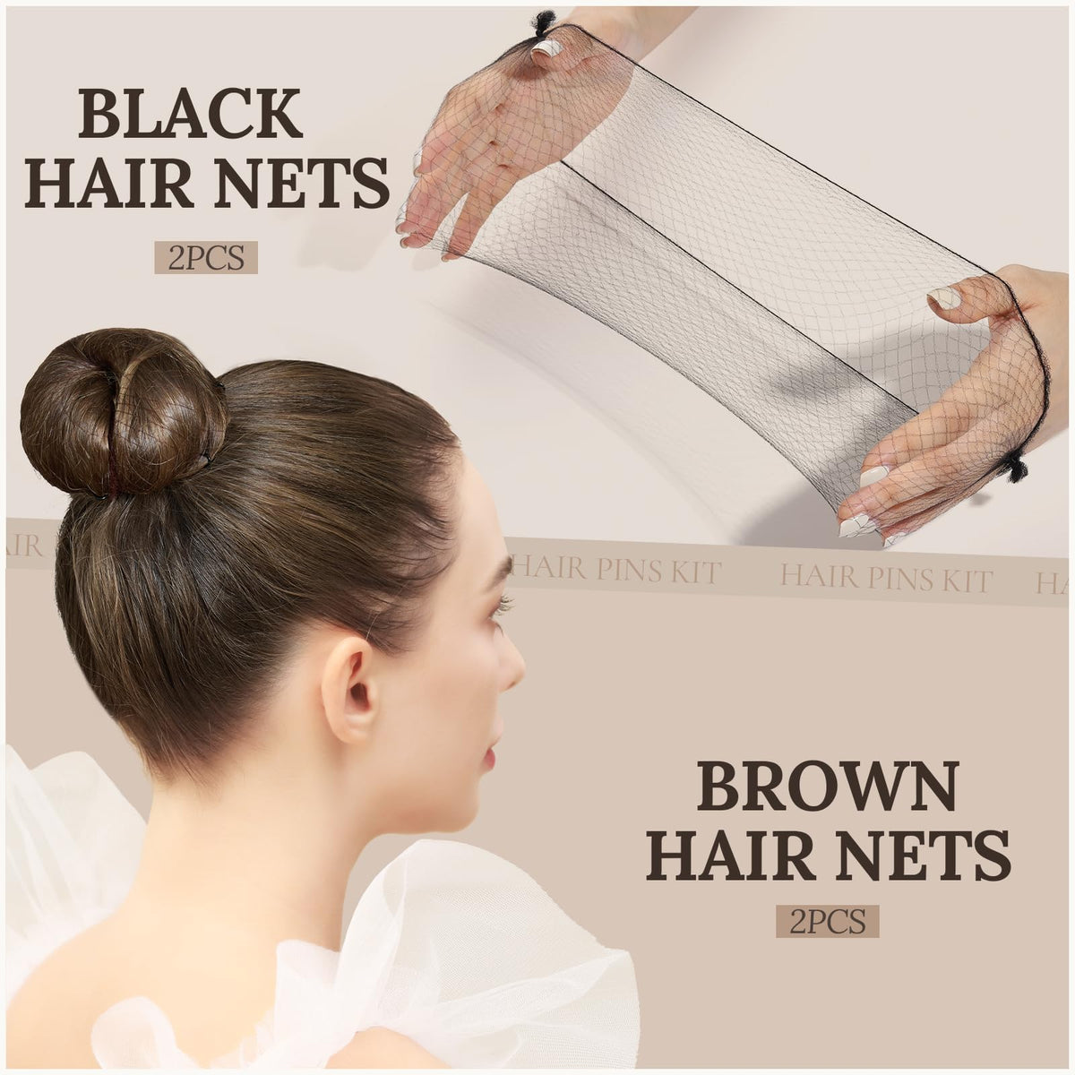 Teenitor hair nets detail in brown and black offering discreet bun coverage