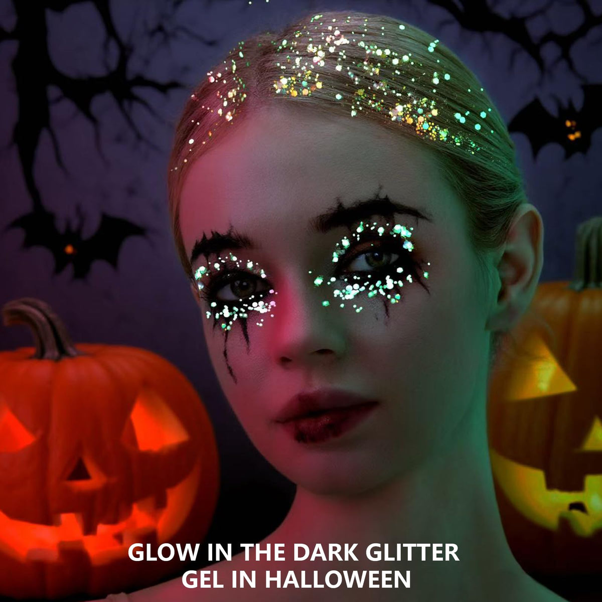 Teenitor hair streak glitter demonstrating glowing accent and festival-ready look