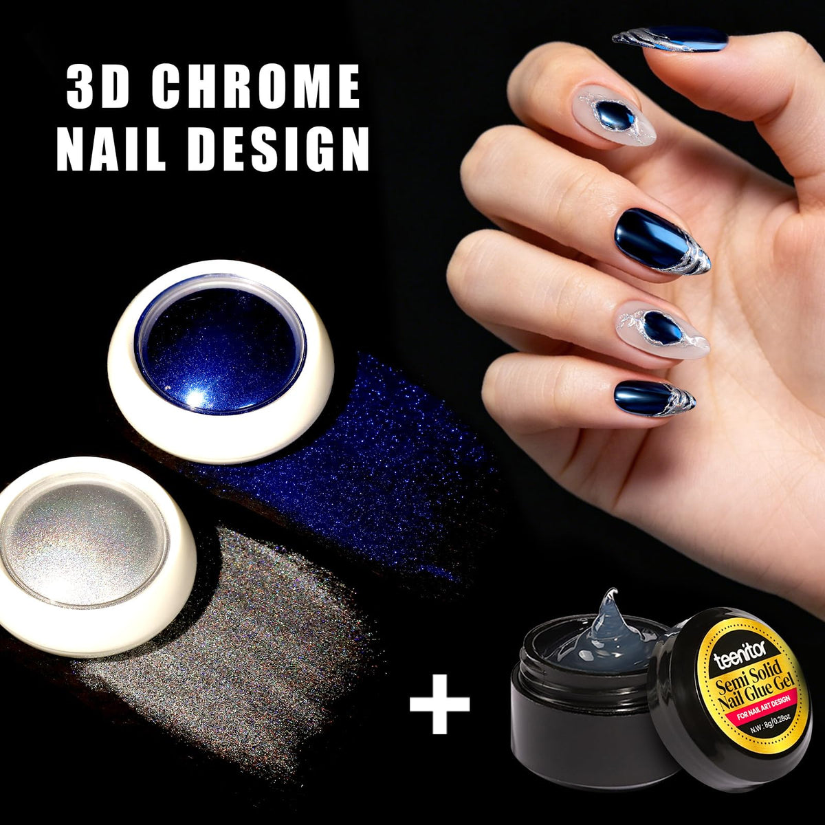 Teenitor half-matte almond false nails displayed for size selection and fit