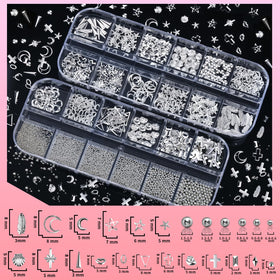 Teenitor array of half-round pearls and clear rhinestones in mixed sizes