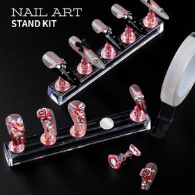 Teenitor lifestyle manicure setup with tools and gems illustrating at-home salon benefits