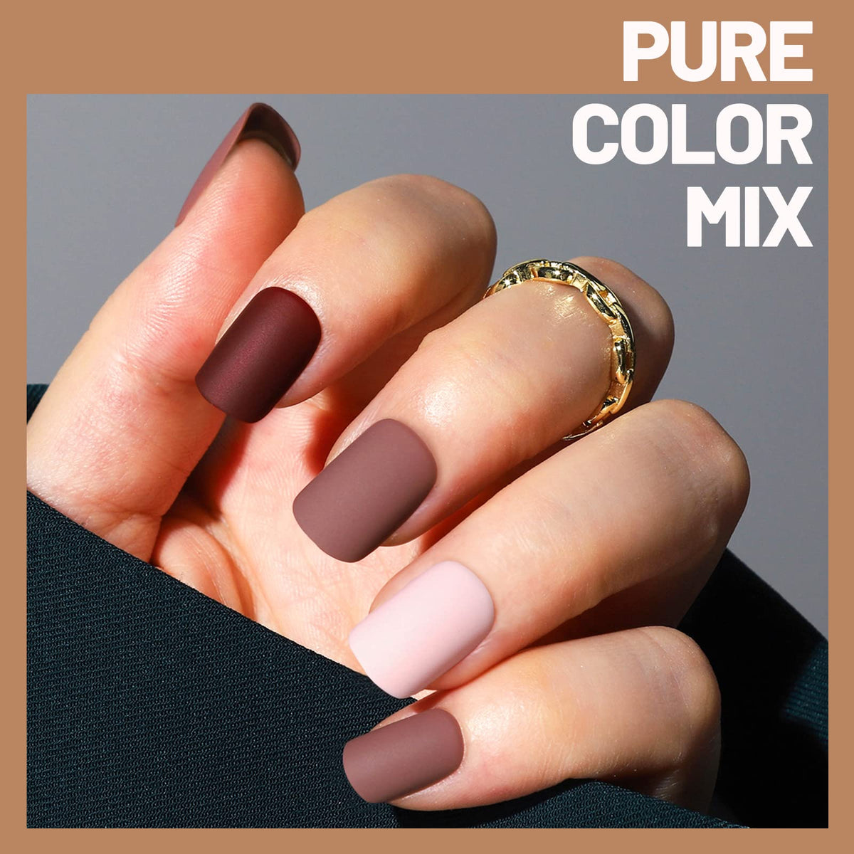 Teenitor lifestyle image of woman wearing mixed matte and glitter nails