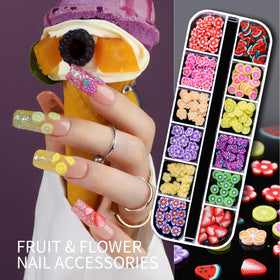 Teenitor mixed 3D flowers and hearts to create layered colorful nail art