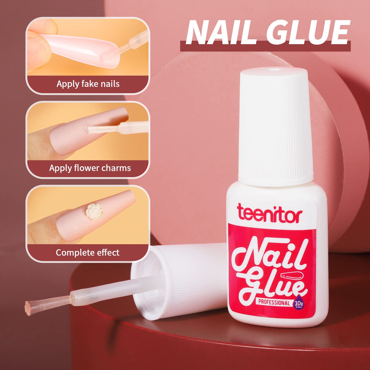 Teenitor nail art stickers and rose charms arranged for instant personalized decoration