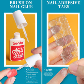 Teenitor nails applied on hands demonstrating a polished at-home manicure result