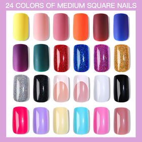 Teenitor nails worn on hands demonstrating medium square shape and natural look